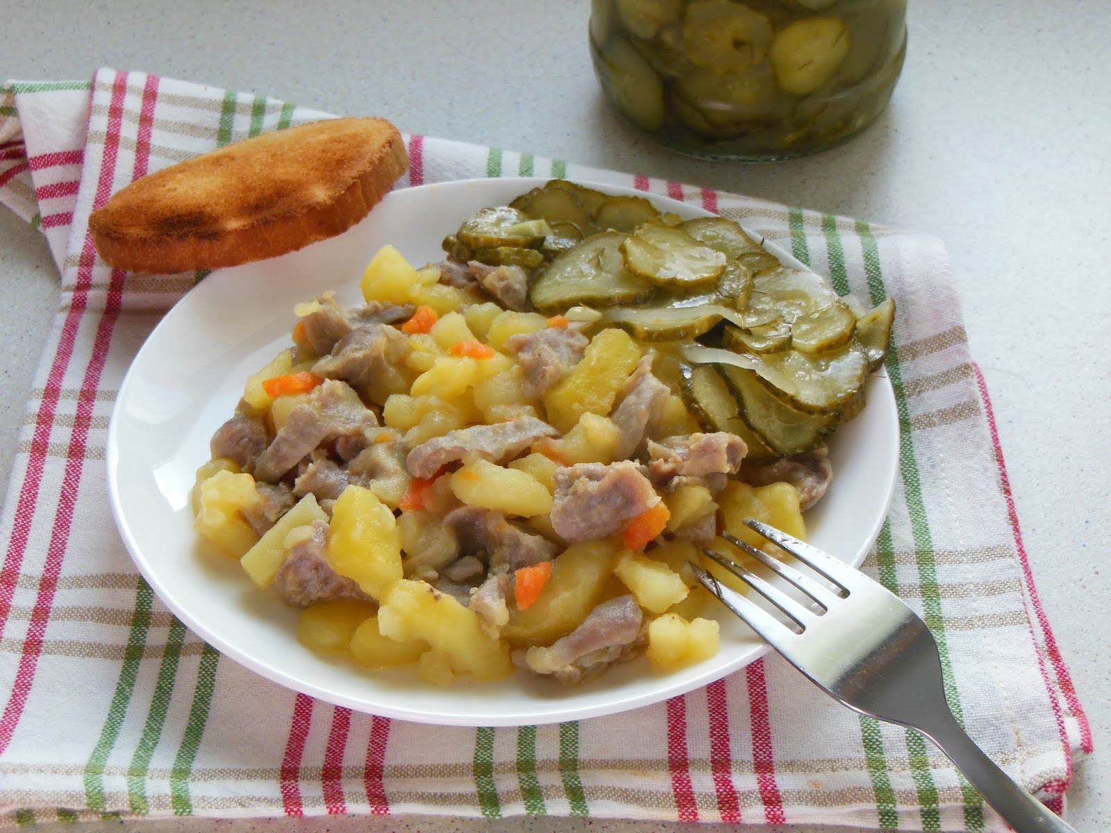Жаркое из желудков куриных